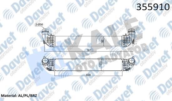 KALE 355910 Turbo Radyatoru Opel Astra K 1.6cdti 15=> (Sensor Girisi Yok) (Brazing) (600x111x95)